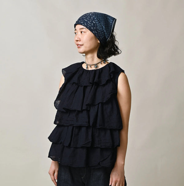 45R Indigo Tenjiku x Gauze Frilled Camisole