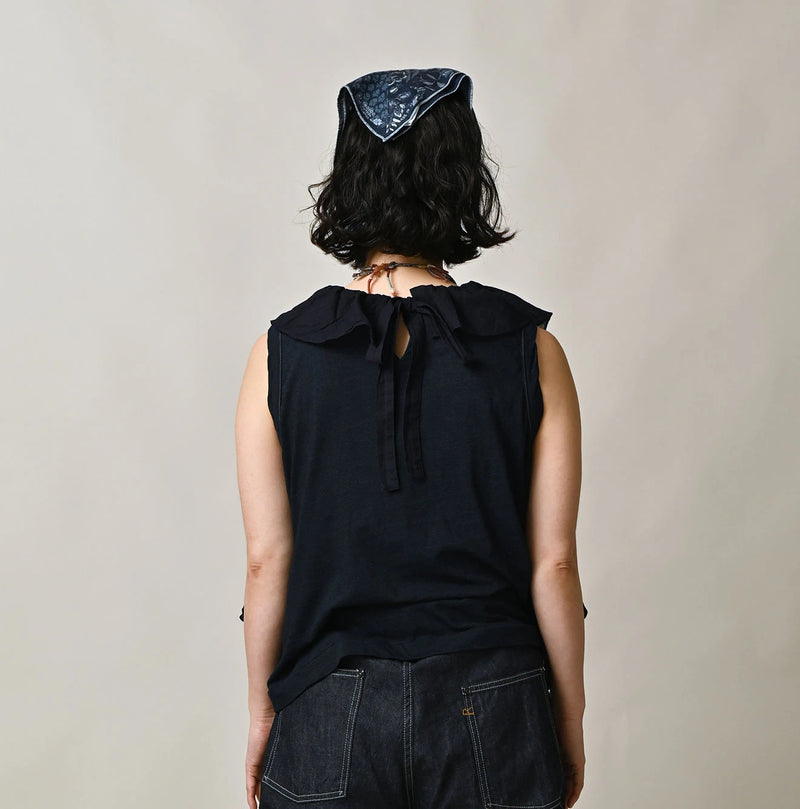 45R Indigo Tenjiku x Gauze Frilled Camisole - Image 5