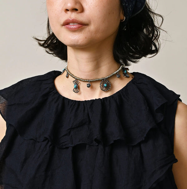 45R Indigo Tenjiku x Gauze Frilled Camisole