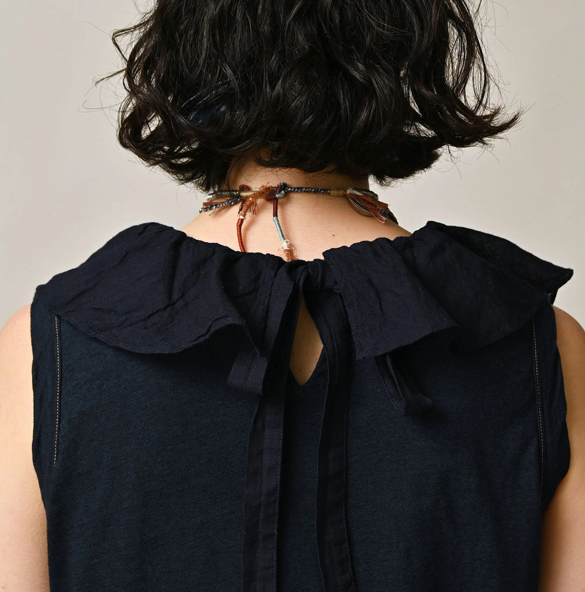 45R Indigo Tenjiku x Gauze Frilled Camisole