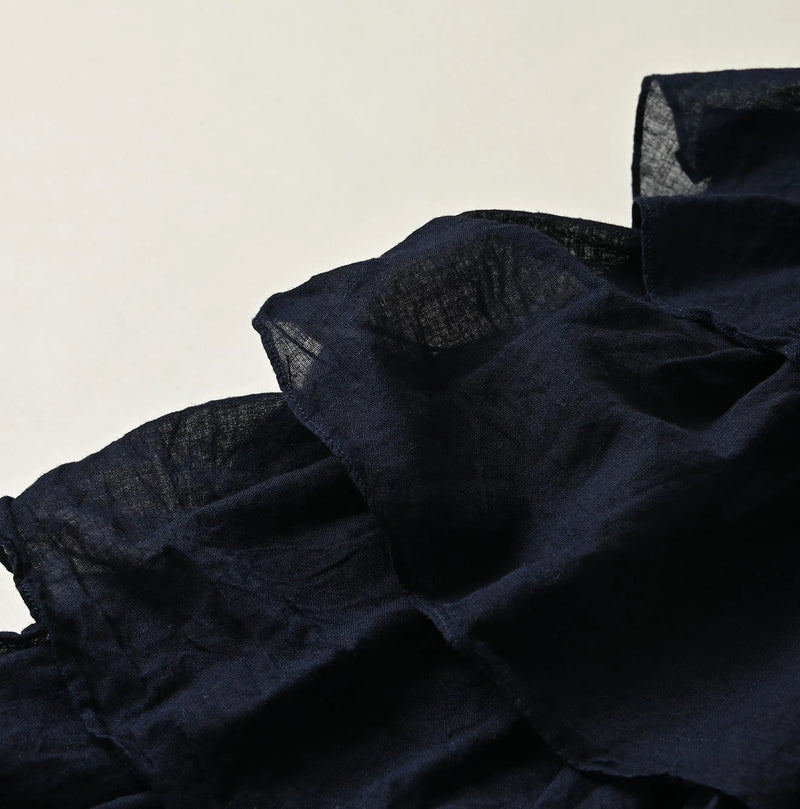 45R Indigo Tenjiku x Gauze Frilled Camisole - Image 11