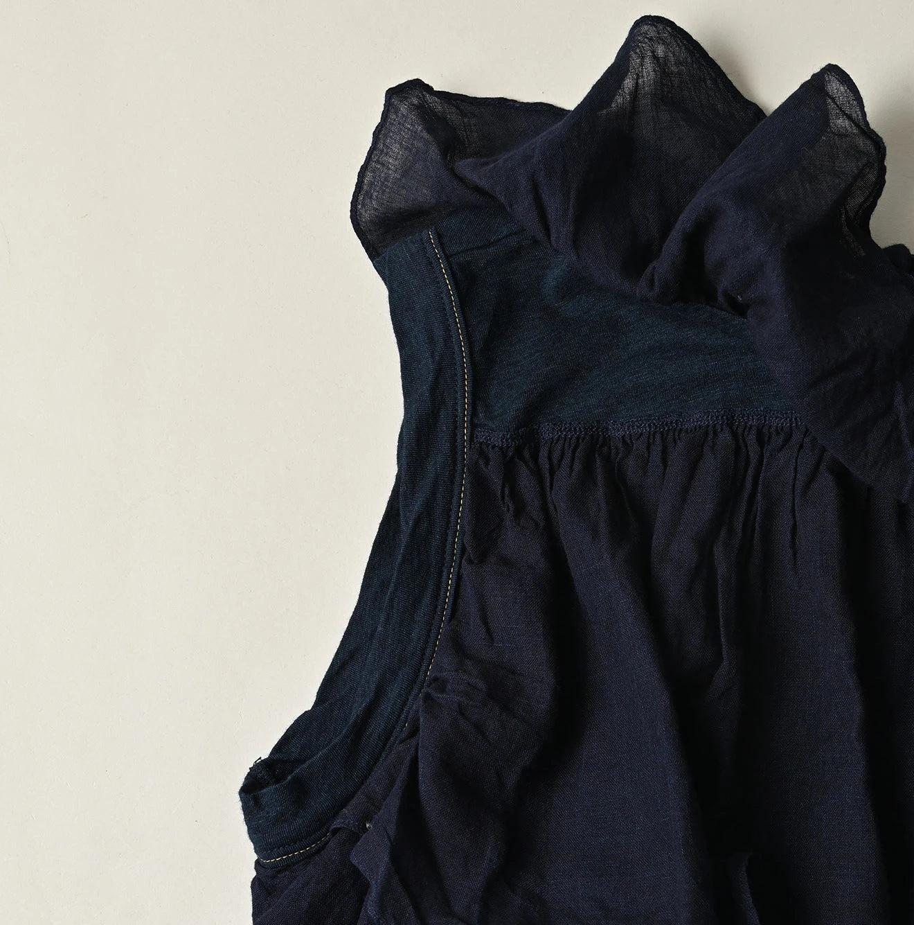 45R Indigo Tenjiku x Gauze Frilled Camisole - Image 12