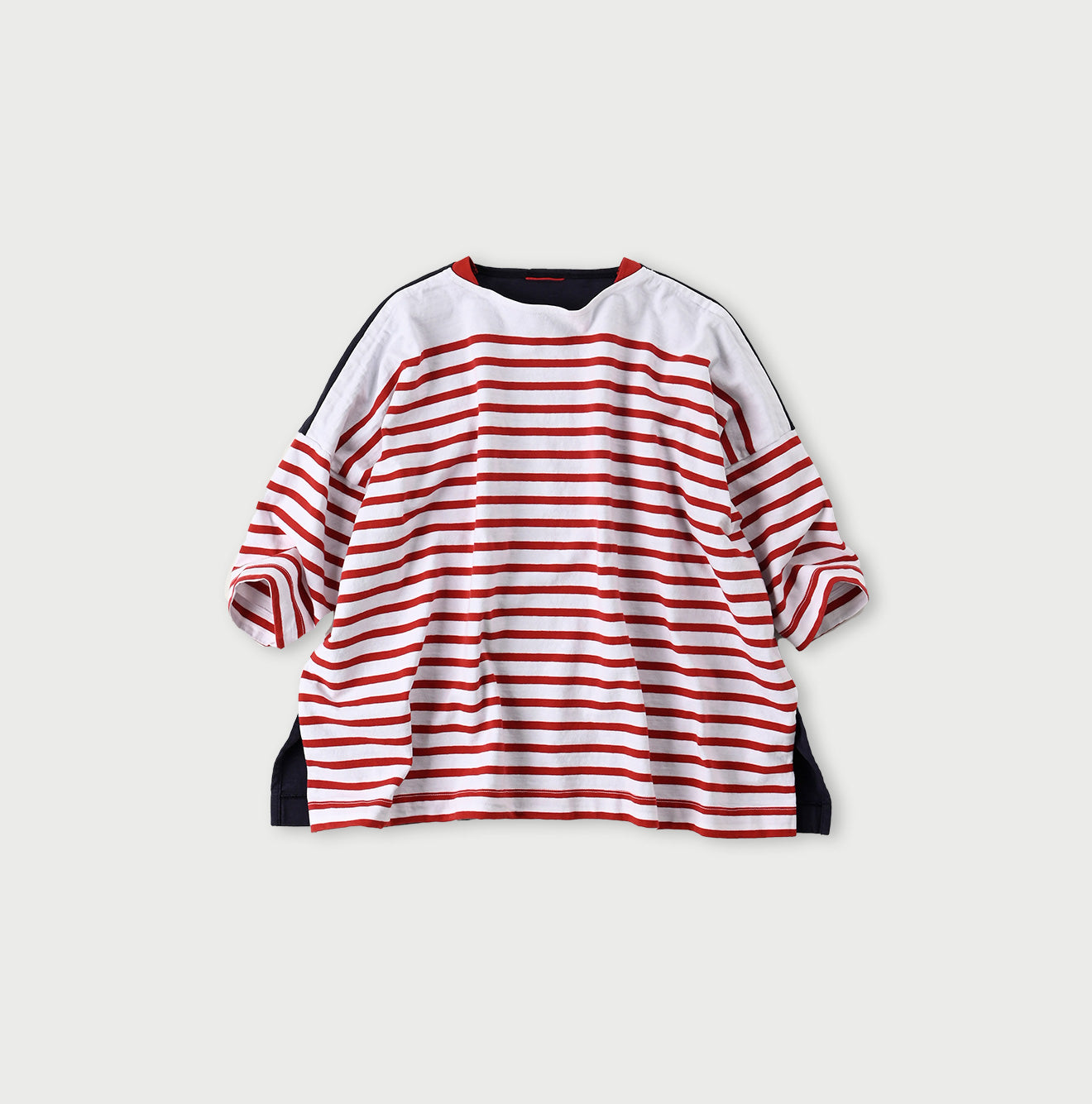 Tricolor Basque Stripe Big Slit T-shirt