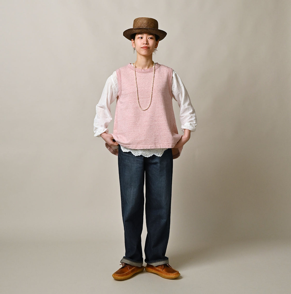 45R Cotton Fleece Sleeveless Top (Top-dyed)