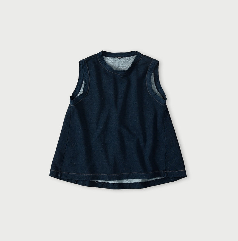 45R Indigo Cotton Fleece Sleeveless Top - Image 1