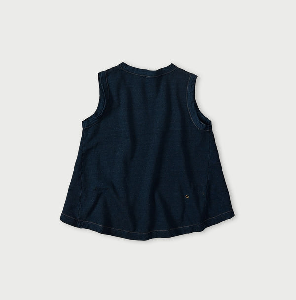 45R Indigo Cotton Fleece Sleeveless Top