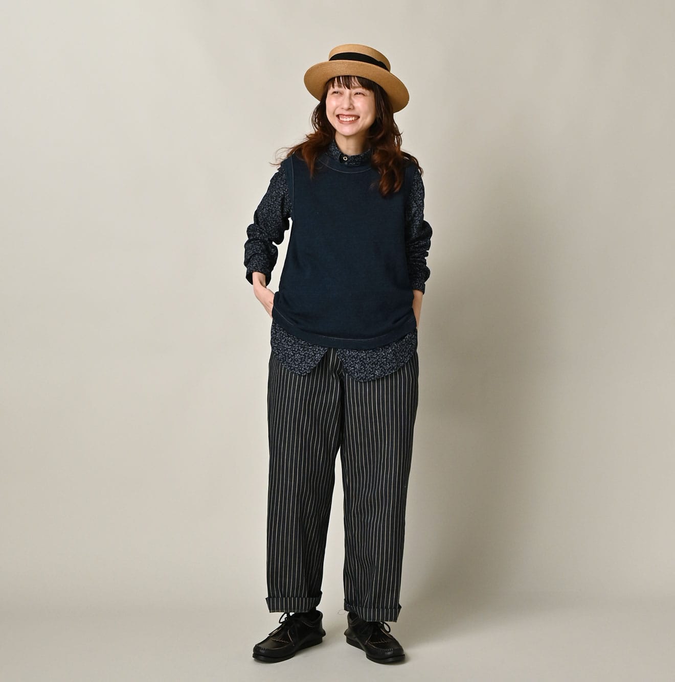 45R Indigo Cotton Fleece Sleeveless Top - Image 4