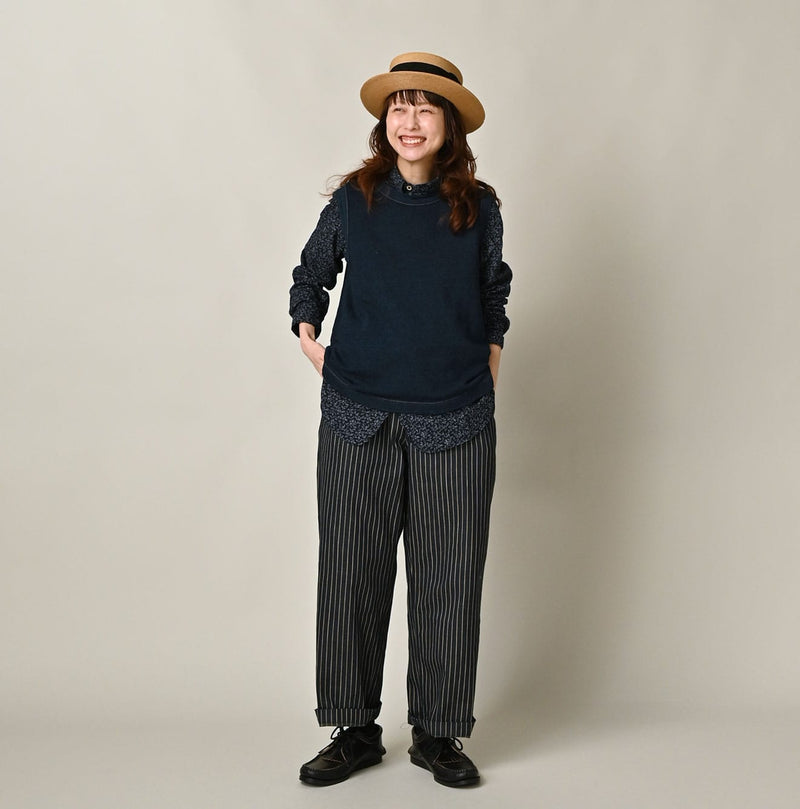 45R Indigo Cotton Fleece Sleeveless Top - Image 4