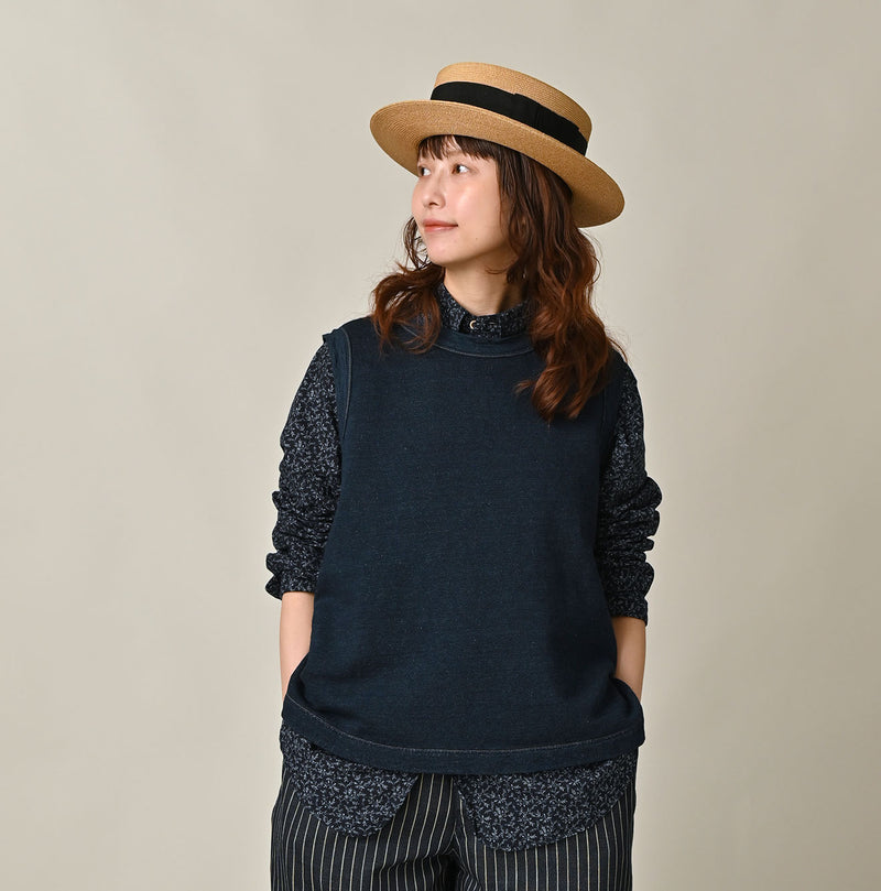 45R Indigo Cotton Fleece Sleeveless Top - Image 5