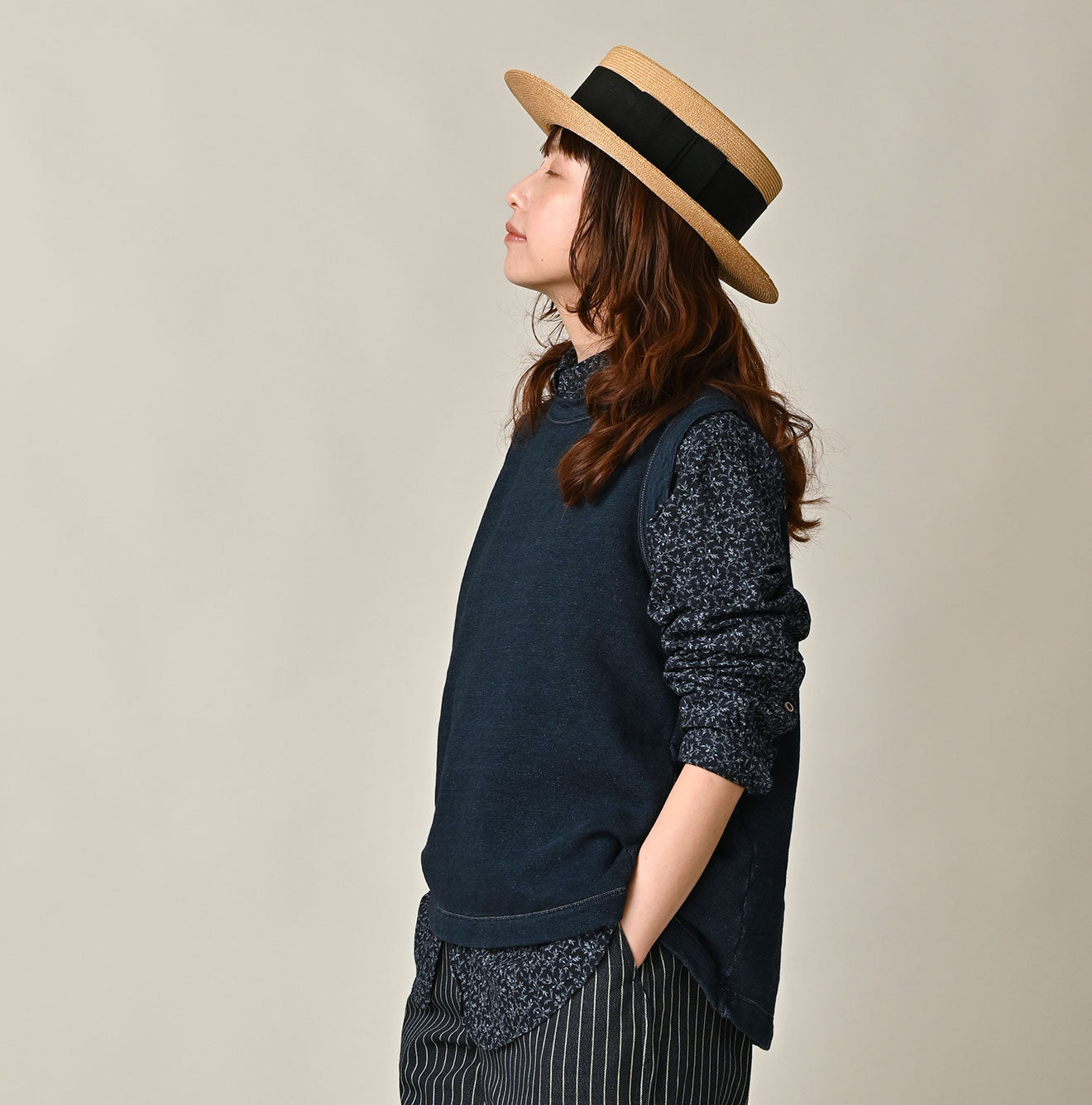 45R Indigo Cotton Fleece Sleeveless Top - Image 6