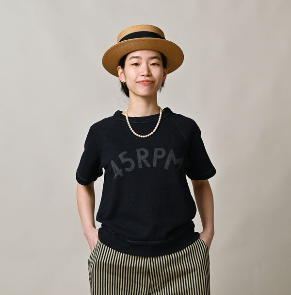 45R Indigo Cotton Fleece Logo de Petti Top