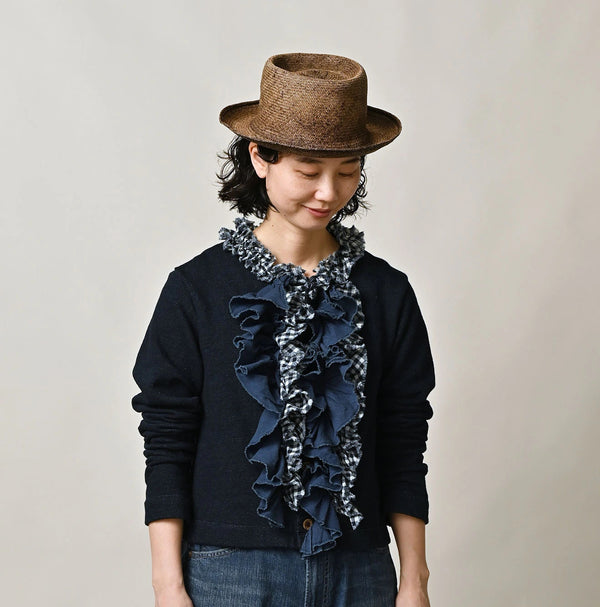 45R Indigo Mix Frill × Sweat Bolero