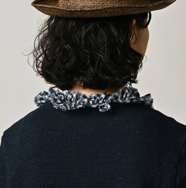 45R Indigo Mix Frill × Sweat Bolero