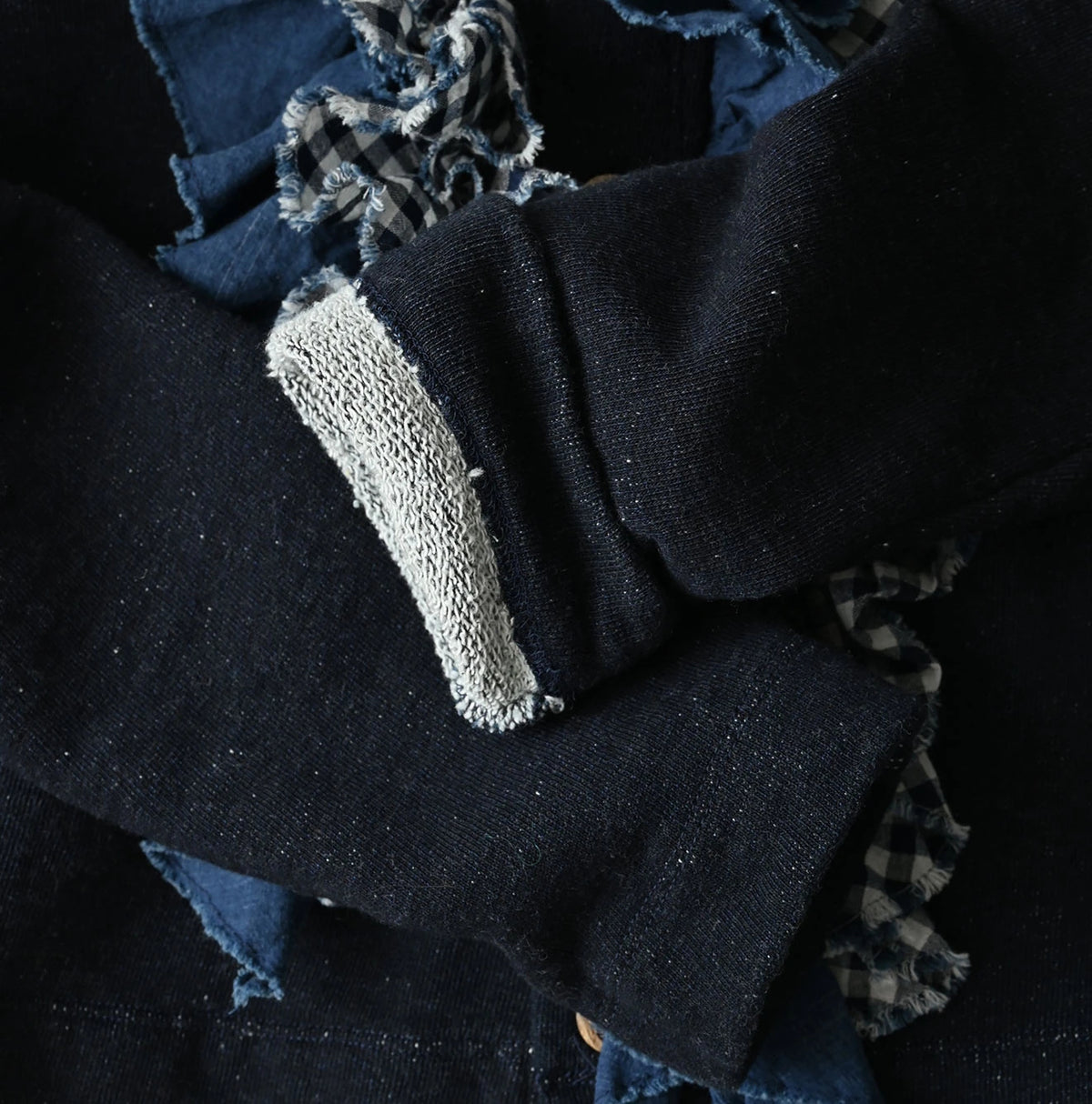 45R Indigo Mix Frill × Sweat Bolero