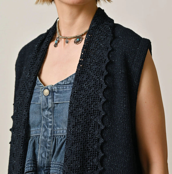 45R Indigo Knit-sewn Cardigan