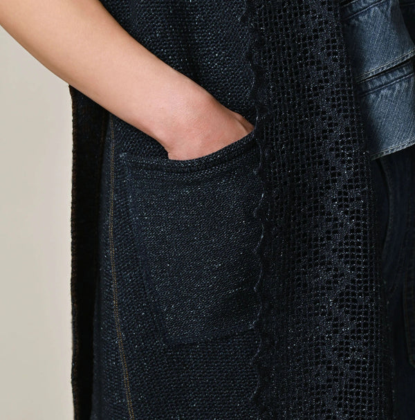 45R Indigo Knit-sewn Cardigan