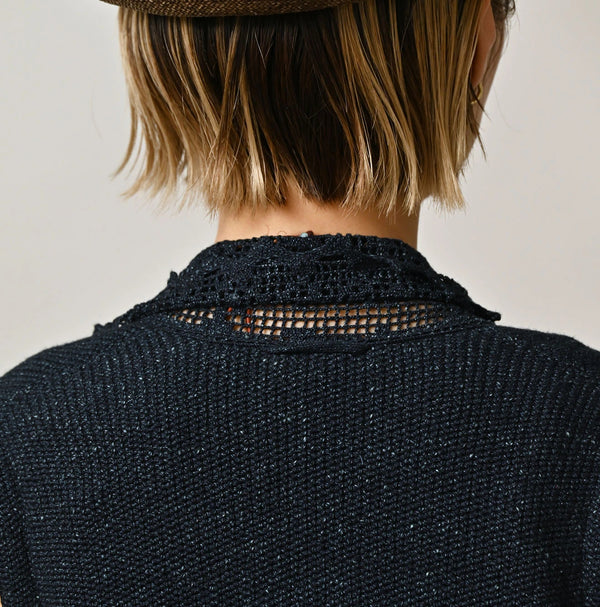 45R Indigo Knit-sewn Cardigan