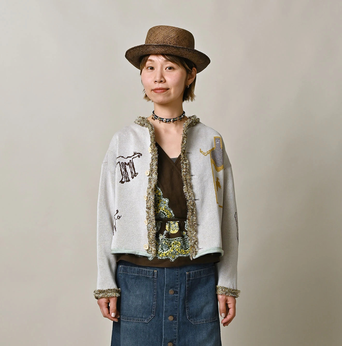 45R 縮絨のダッフルボレロ 45rpm Jacquard Knit-Sewn Bolero | 45R Official Online Store – 45R GLOBAL