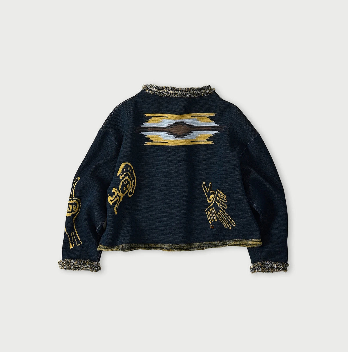 Indigo Jacquard Knit-Sewn Bolero