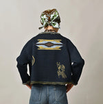 Indigo Jacquard Knit-Sewn Bolero