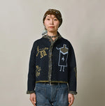 Indigo Jacquard Knit-Sewn Bolero