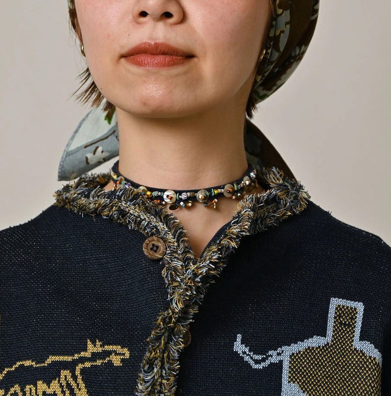 Indigo Jacquard Knit-Sewn Bolero - Image 8