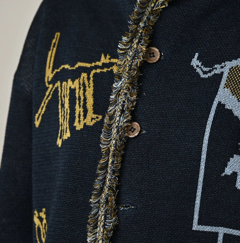 Indigo Jacquard Knit-Sewn Bolero - Image 9