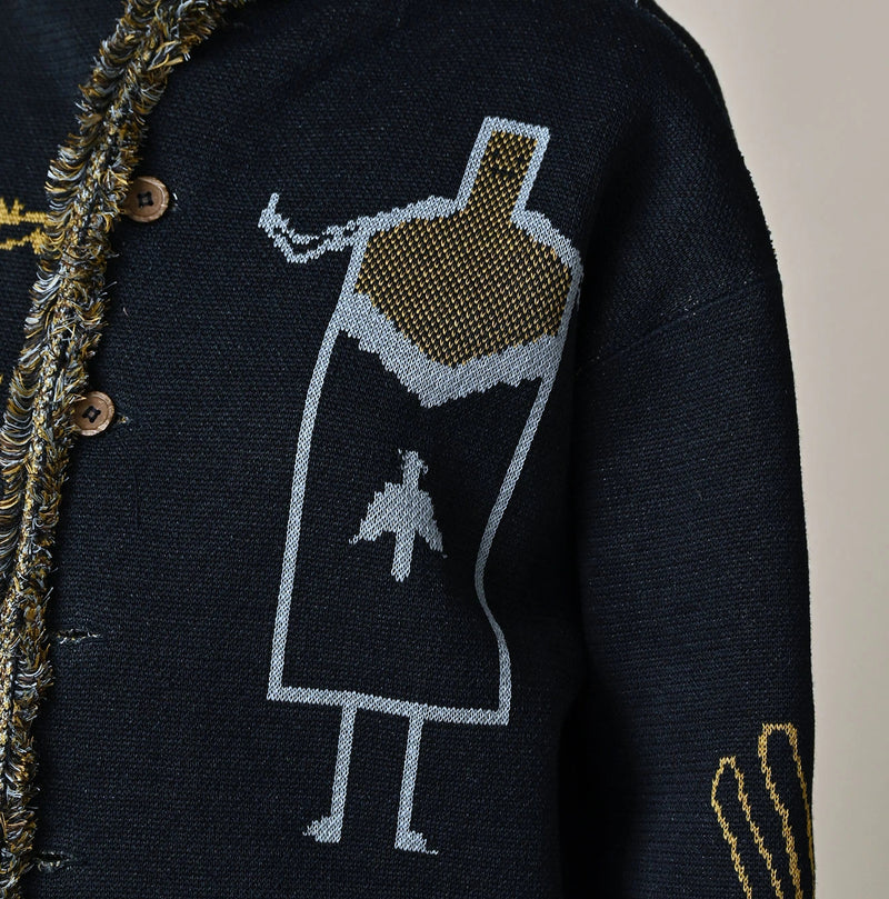 Indigo Jacquard Knit-Sewn Bolero - Image 10