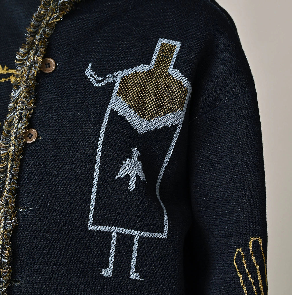 Indigo Jacquard Knit-Sewn Bolero