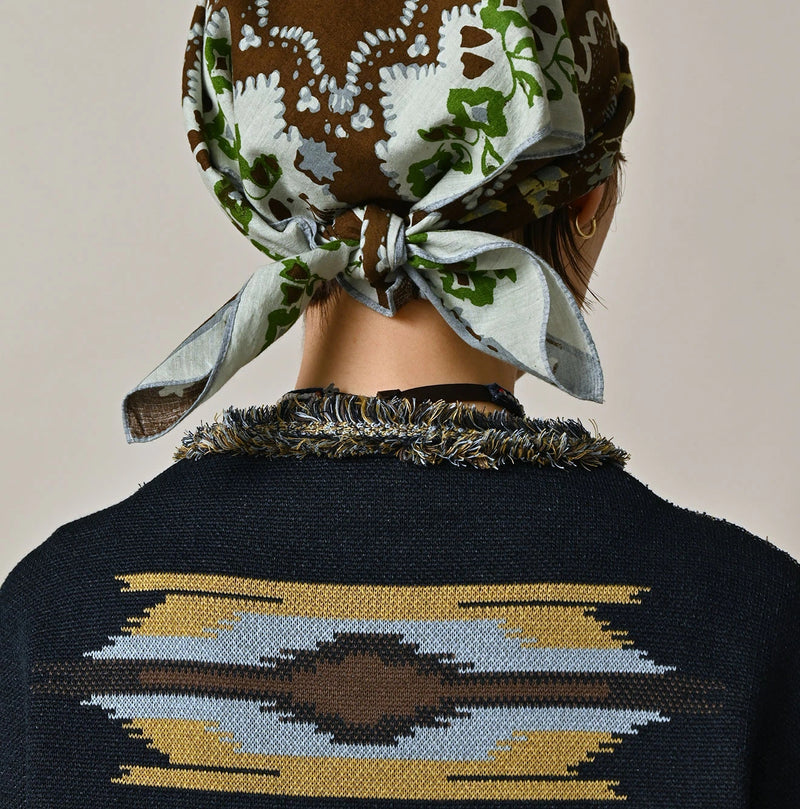 Indigo Jacquard Knit-Sewn Bolero - Image 13