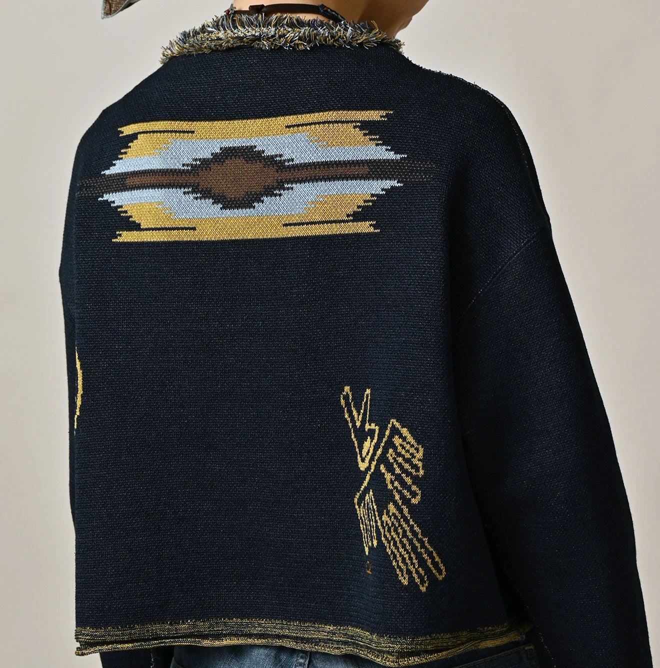 Indigo Jacquard Knit-Sewn Bolero - Image 14