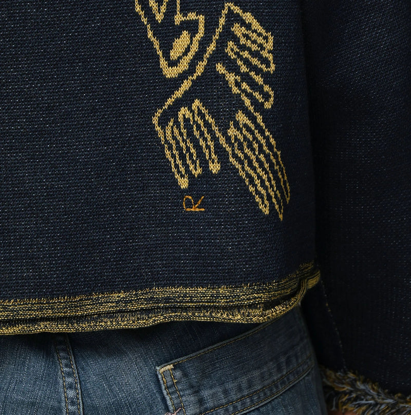 Indigo Jacquard Knit-Sewn Bolero - Image 15