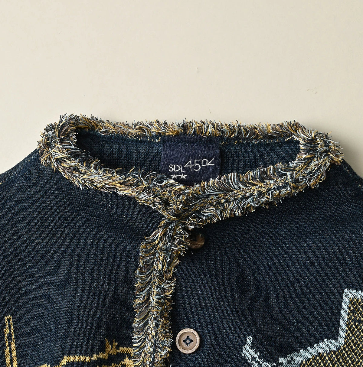 Indigo Jacquard Knit-Sewn Bolero