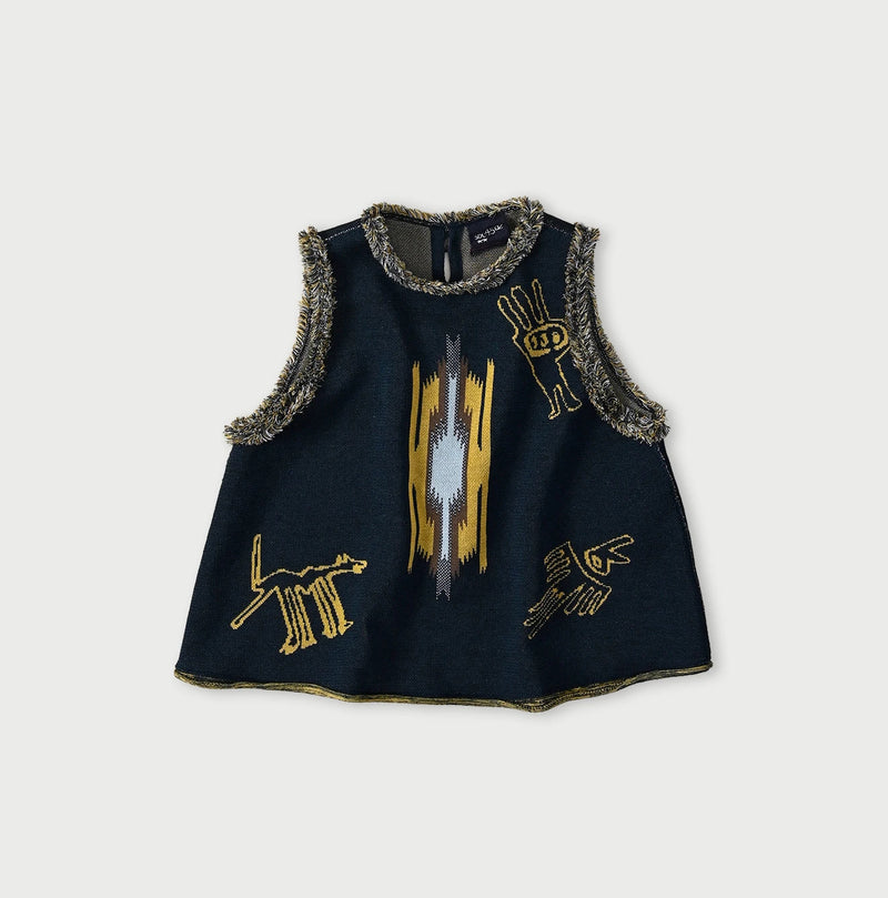 Indigo Jacquard Knit-Sewn Camisole - Image 1