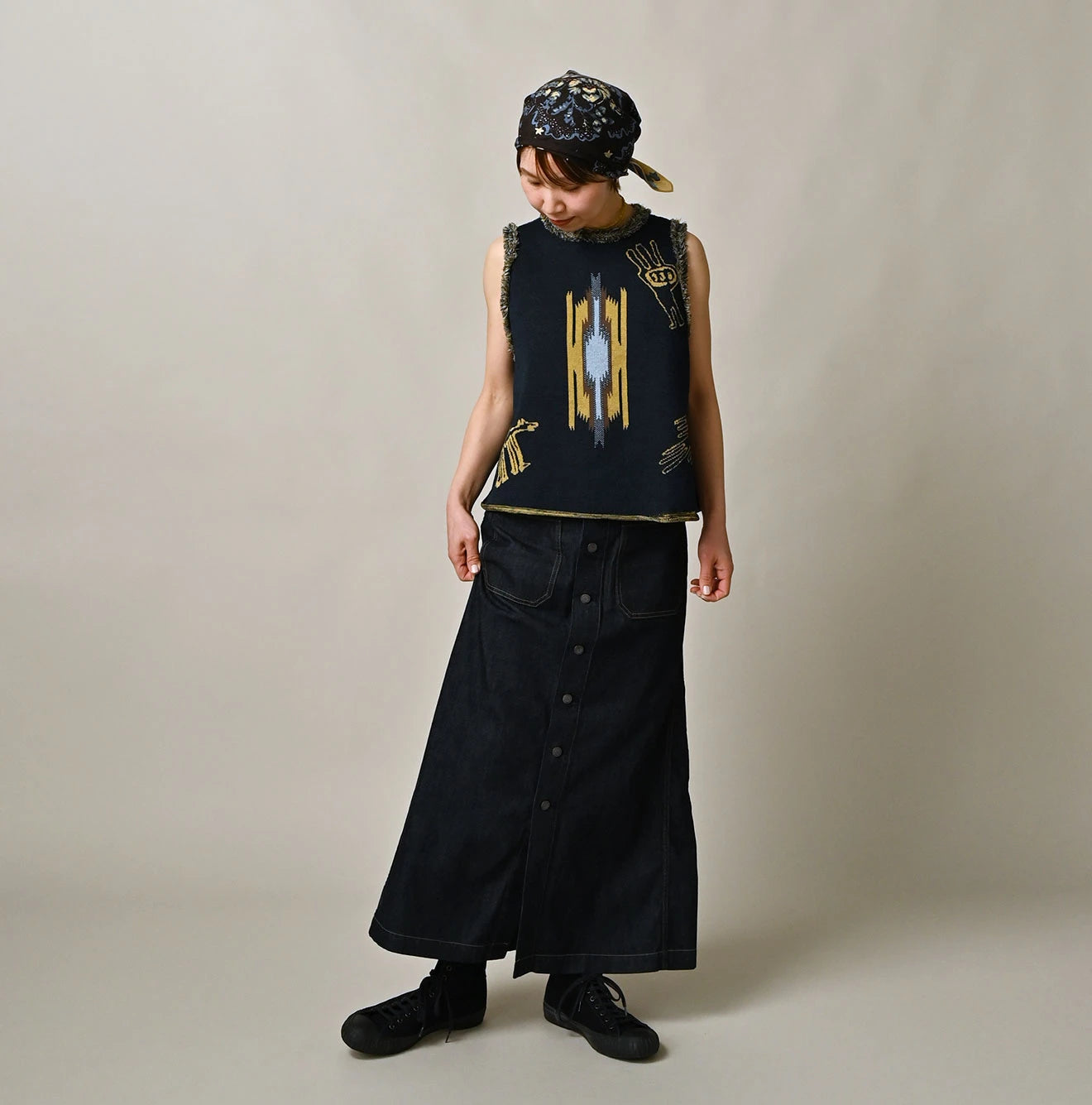 Indigo Jacquard Knit-Sewn Camisole - Image 2