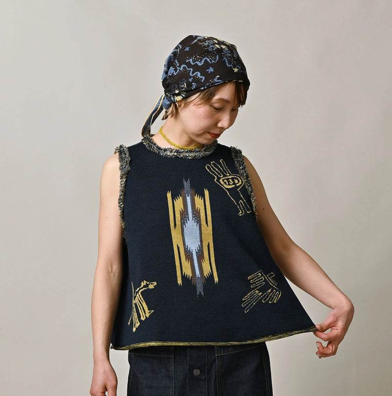 Indigo Jacquard Knit-Sewn Camisole - Image 3