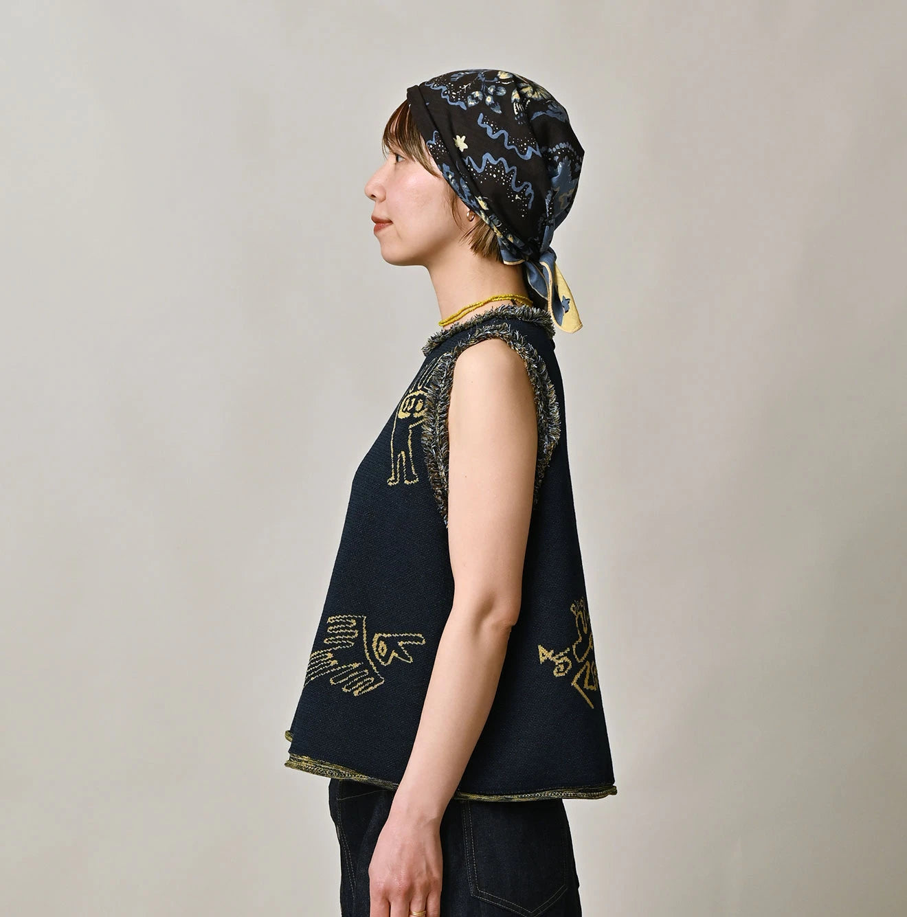 Indigo Jacquard Knit-Sewn Camisole - Image 4