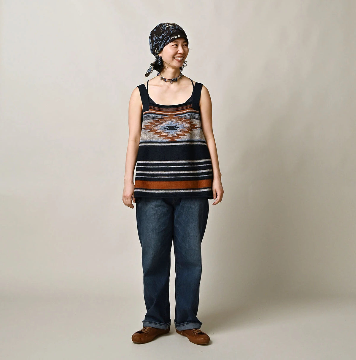 45R Indigo Native Gima Jacquard Camisole