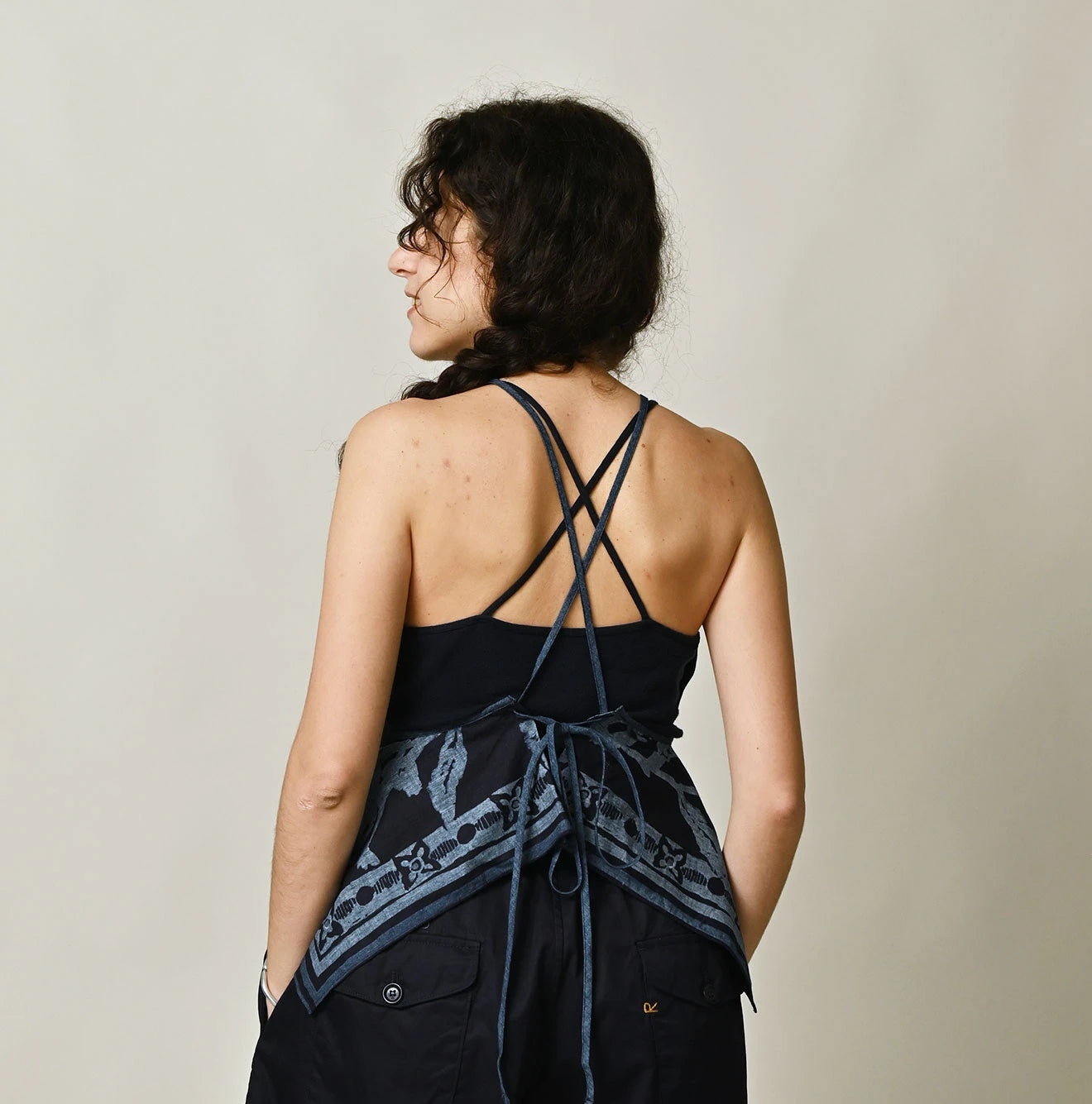 45R Indigo Khadi Flax Flower Tank Bra - Image 6