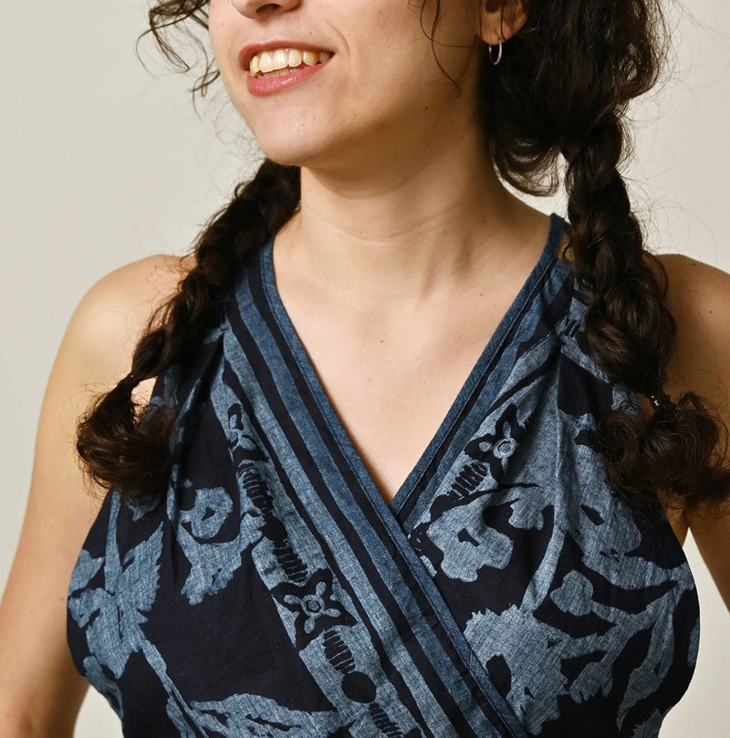 45R Indigo Khadi Flax Flower Tank Bra - Image 7