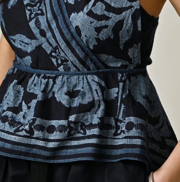 45R Indigo Khadi Flax Flower Tank Bra