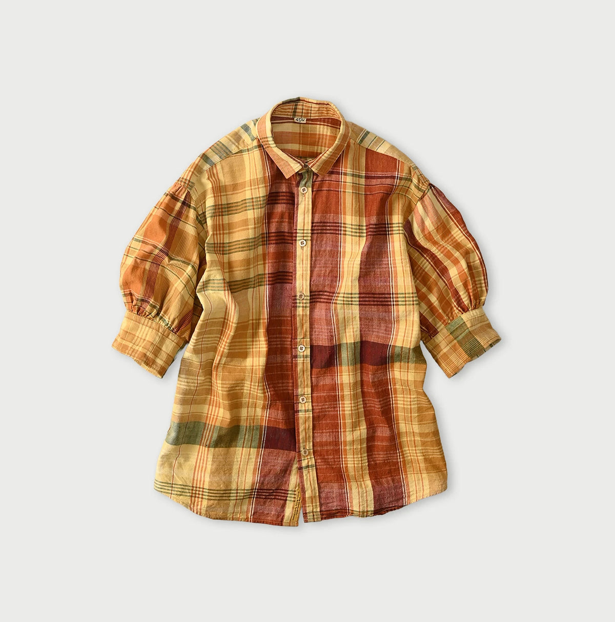 45R Madras Petit-Collar Coupe Shirt (Plant-Dyed)