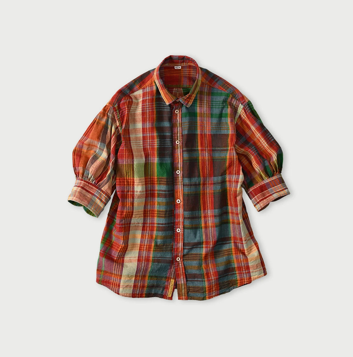 45R Madras Petit-Collar Coupe Shirt (Plant-Dyed)