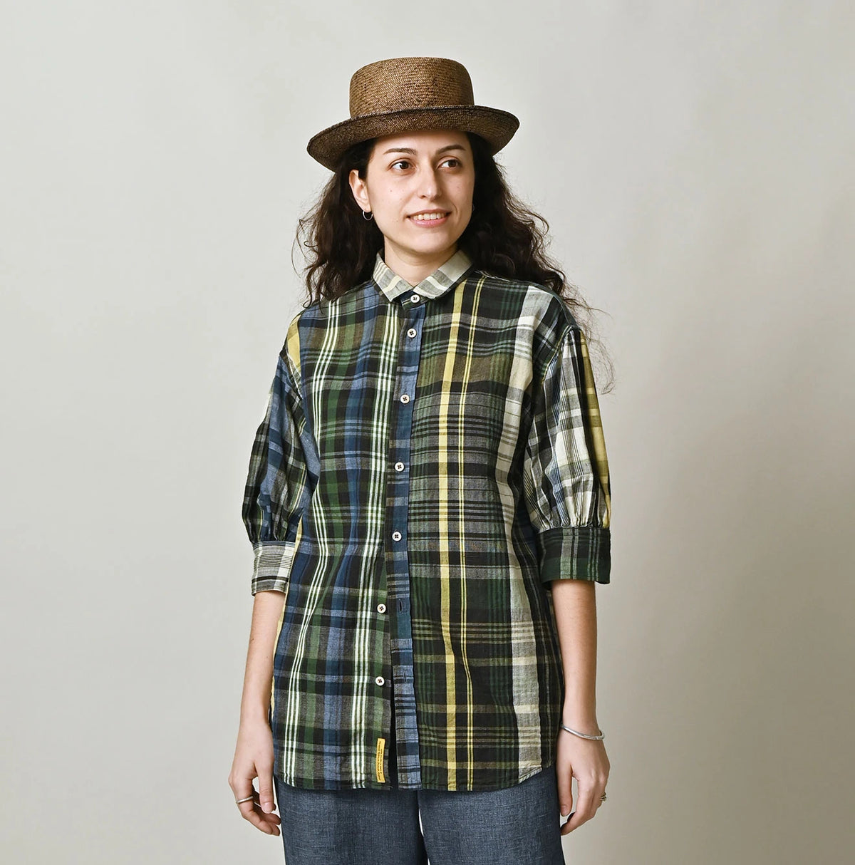 45R Madras Petit-Collar Coupe Shirt (Plant-Dyed)