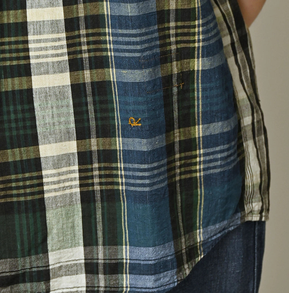 45R Madras Petit-Collar Coupe Shirt (Plant-Dyed)