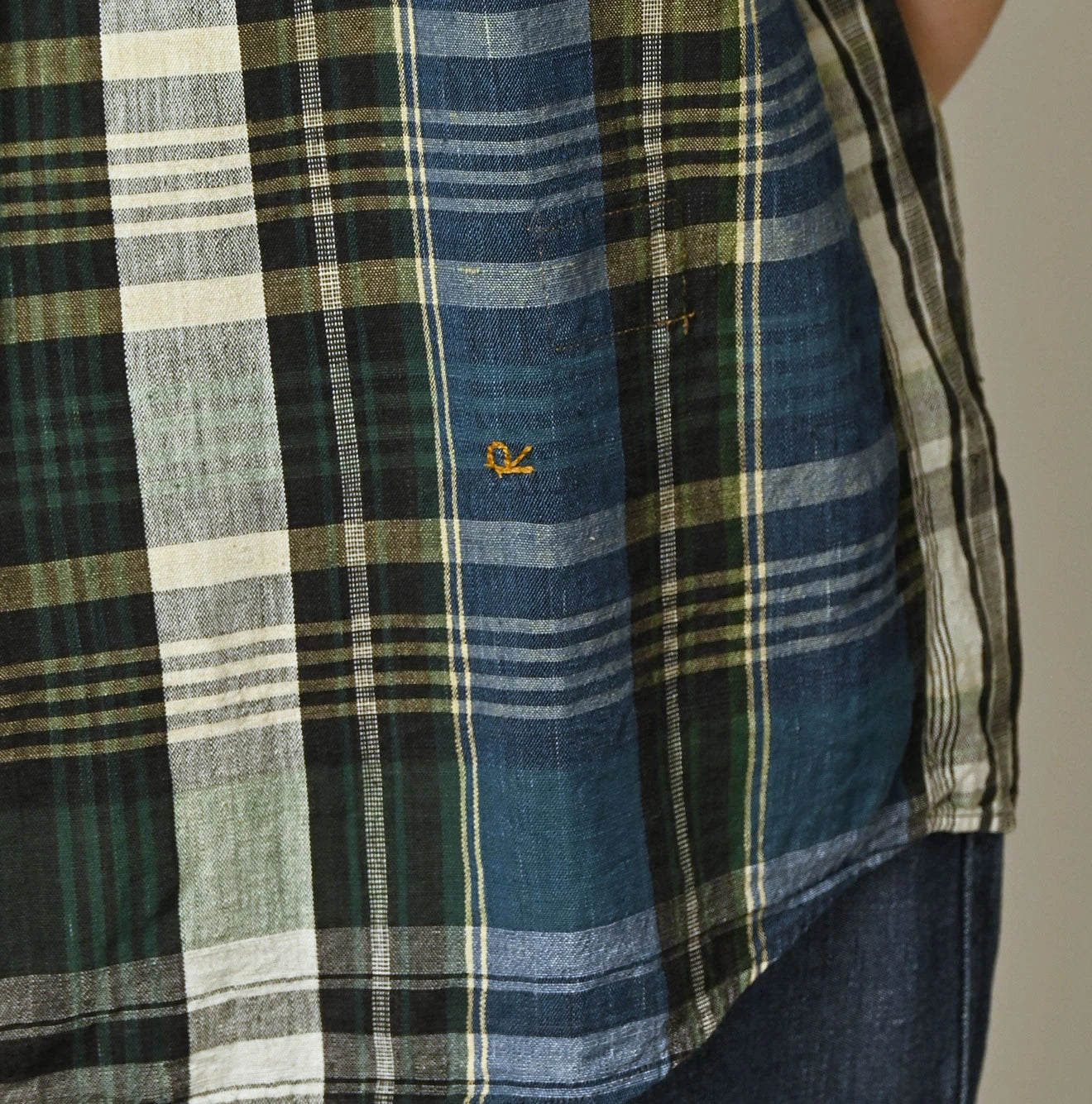 45R Madras Petit-Collar Coupe Shirt (Plant-Dyed) - Image 11
