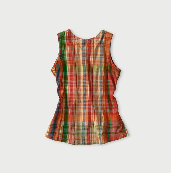 45R Madras Sleeveless Top (Plant-Dyed)