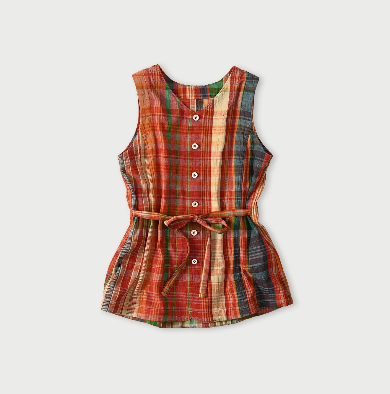 45R Madras Sleeveless Top (Plant-Dyed) - Image 15