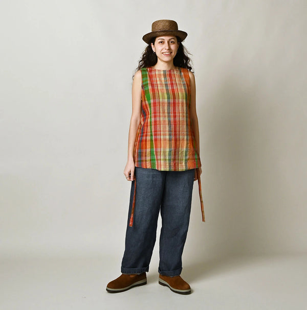 45R Madras Sleeveless Top (Plant-Dyed)