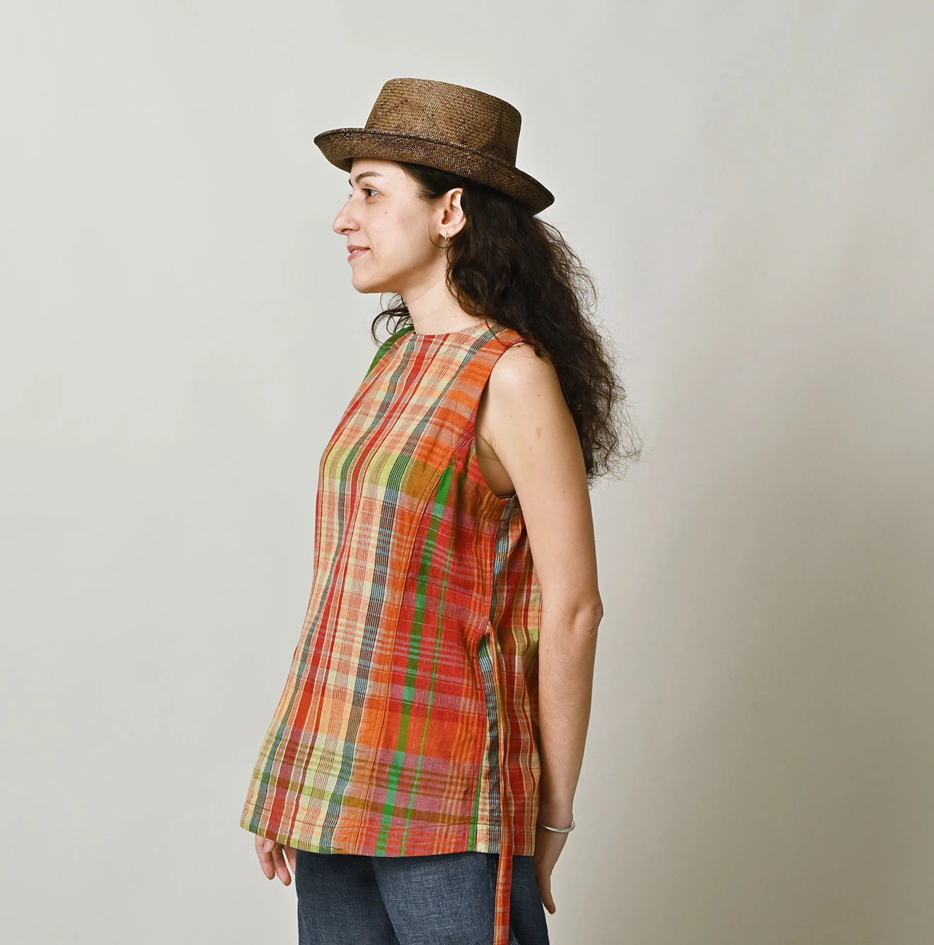 45R Madras Sleeveless Top (Plant-Dyed) - Image 6